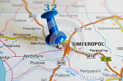 Simferopol on map Stock Photo