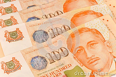 Close up shot of singapore dollar notes Stock Photo