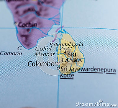 Sri Lanka on map Stock Photo