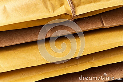 Close up shot of stack of padded mailing envelopes Stock Photo