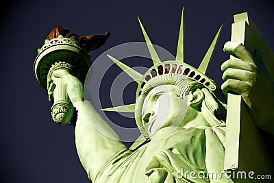 The Statue of Liberty is a colossal copper statue designed by Auguste Bartholdi a French sculptor was built by Gustave Eiffel Stock Photo