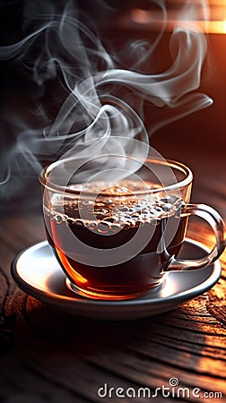 Morning Brew: Freshly Brewed Coffee with Steam Stock Photo