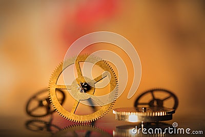 Close up shot of tiny watch gears Stock Photo