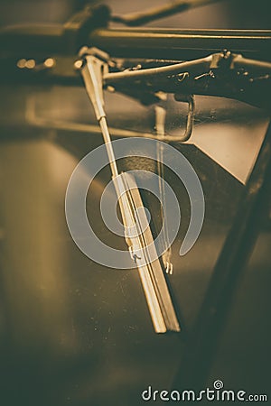 Vintage screen wiper on a car`s windshield Stock Photo