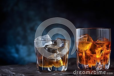 close up of a shot of whiskey on a bar top. Neural network AI generated Stock Photo