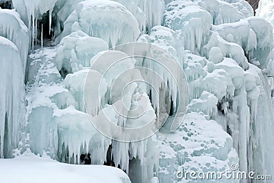 Close-up shots of the spectacular ice falls in the mountainous area. Stock Photo