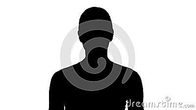 Silhouette Young woman breathing deeply. Stock Photo
