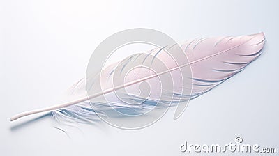 Close up of a single , colored feather isolated on a single color background Stock Photo