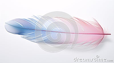 Close up of a single , colored feather isolated on a single color background Stock Photo