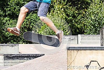 Close-up of a skateboard jump Stock Photo