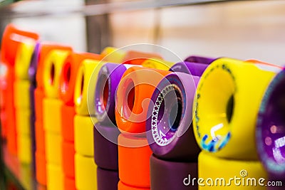 Close up of a skateboard wheel Stock Photo