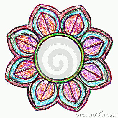 Gel pen hand drawn flower shape mandala. Stock Photo