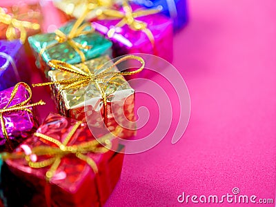 Small colorful gift boxes Stock Photo