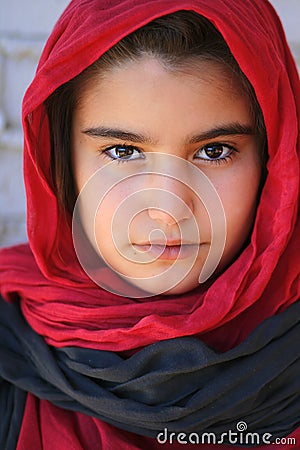 Close-up of a small girl with hijab Stock Photo