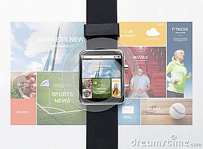 Close up of smart watch with internet applications Stock Photo