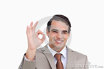 Close up of smiling salesman giving his approval Stock Photo