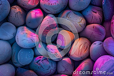 Close-Up of Smooth, Multicolored Pebbles Arranged in an Abstract Pattern Stock Photo
