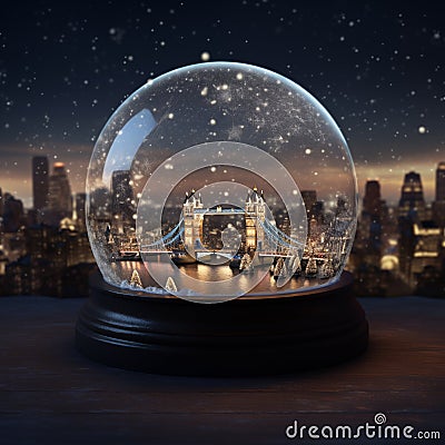 Close up of a snow globe with a cityscape of London, United Kingdom. Concept of winter, holiday season and christmas Stock Photo