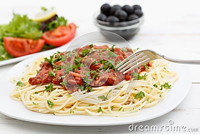 Close up of spaghetti bolognese Stock Photo