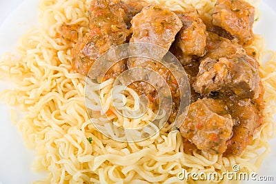 Close up of spaghetti and meat Stock Photo