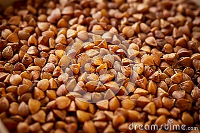 Close up on spilled buckwheat Stock Photo