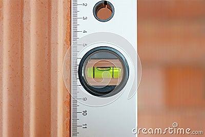 Close up of a spirit level in the plumb line Stock Photo