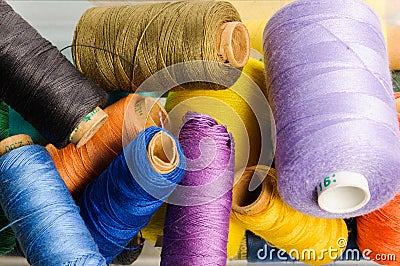 Close up spool of threads Stock Photo