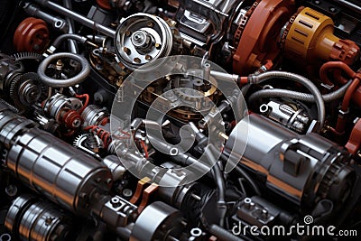 close-up of sports car engine components Stock Photo