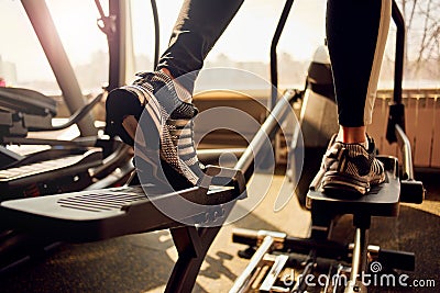 Woman jogging at gym Stock Photo