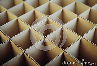 Close up of square cardboard partitions close-up for transporting fragile glass items Stock Photo