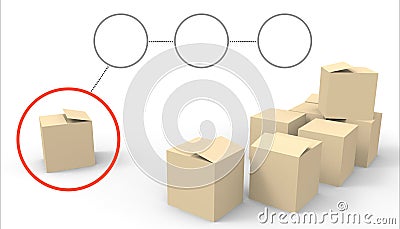 Close up stack of boxes Parcel Package Groups on white background Stock Photo