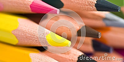 Close up of a stack of colorful pencils Stock Photo