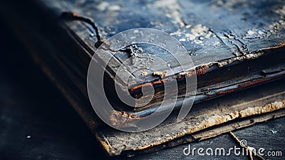 A close up of a stack of old books on top of each other, AI Stock Photo