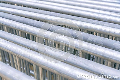 Close-up of a stacked metal barricade fences at the Silicon Valley, Downtown San Jose, CA Stock Photo