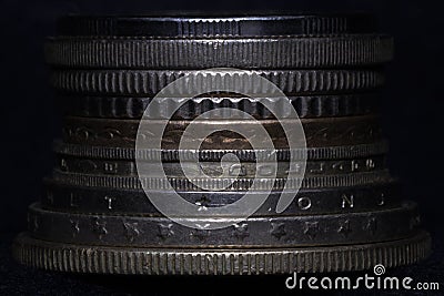 Close-up stacked of various coins Editorial Stock Photo