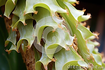 close-up of staghorn fern spore patches Stock Photo