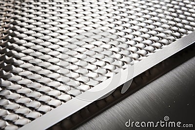 Close up of a stainless steel plate in a shallow depth of field. Generative AI. Stock Photo