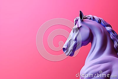 a close up of a statue of a horse, minimalistic composition, vibrant background, Stock Photo