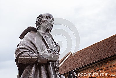 Close up of statue of William Shakespeare in Henley Street, Stratford Upon Avon, Warwickshire, UK Editorial Stock Photo