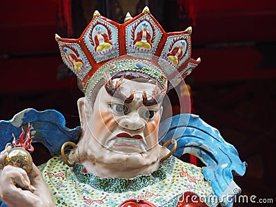 Close up of a statue in the Wong Tai Sin temple in Hong Kong, China Editorial Stock Photo