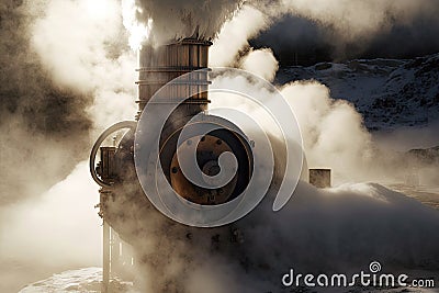 close-up of steam venting from heated geothermal source Stock Photo