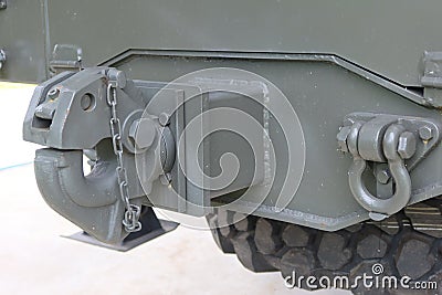 Close-up of steel towing hooks for large trucks Stock Photo