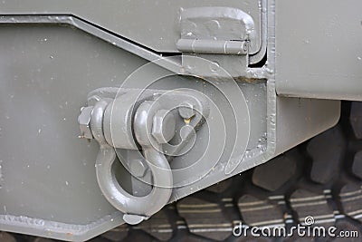 Close-up of steel towing hooks for large trucks Stock Photo