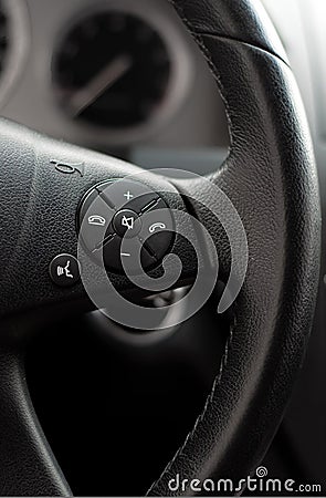 Close up of steering wheel of modern car Stock Photo