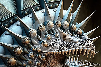 close-up of stegosaurus' distinctive plates and spikes Stock Photo
