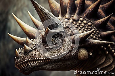 close-up of stegosaurus' head, showing its unique and distinctive features Stock Photo