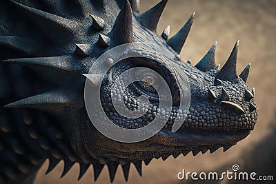 close-up of stegosaurus' head, showing its unique and distinctive features Stock Photo