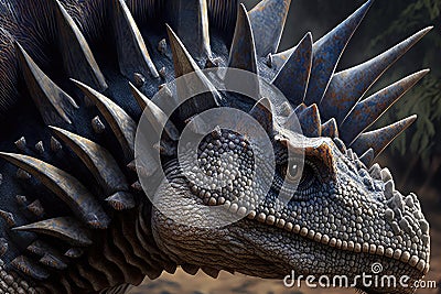 close-up of stegosaurus' head, showing its unique and distinctive features Stock Photo