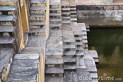 Close up the stepwells of Chand Baori, in Jaipur, India Stock Photo