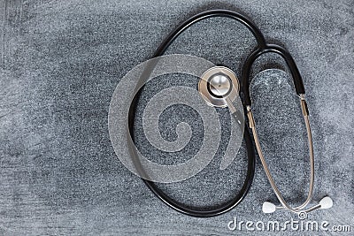 Close-up of a stethoscope on blank blackboard Stock Photo